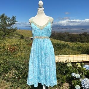Y2K Maggie B Colorfull Batik Sleeveless Sun Dress Knee length Beach boho Large
